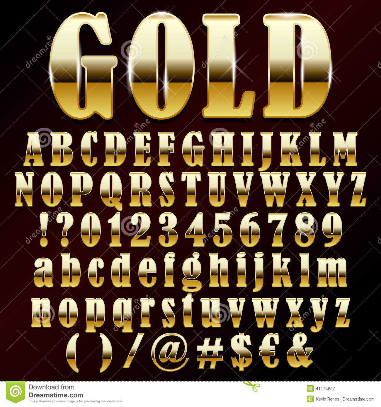 Gold font psd download